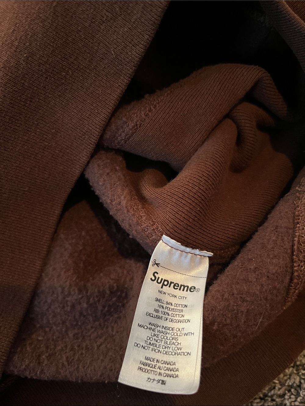 Supreme Brown Hoodie with White Logo. Small. Very good condition. - Picture 6 of 10